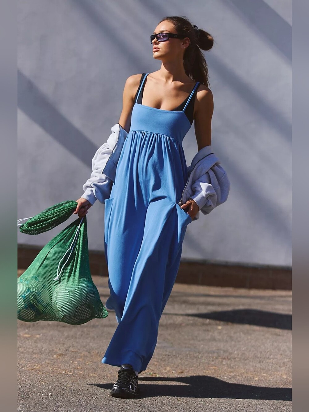 Free People Blue Spaghetti-Strap Jumpsuit